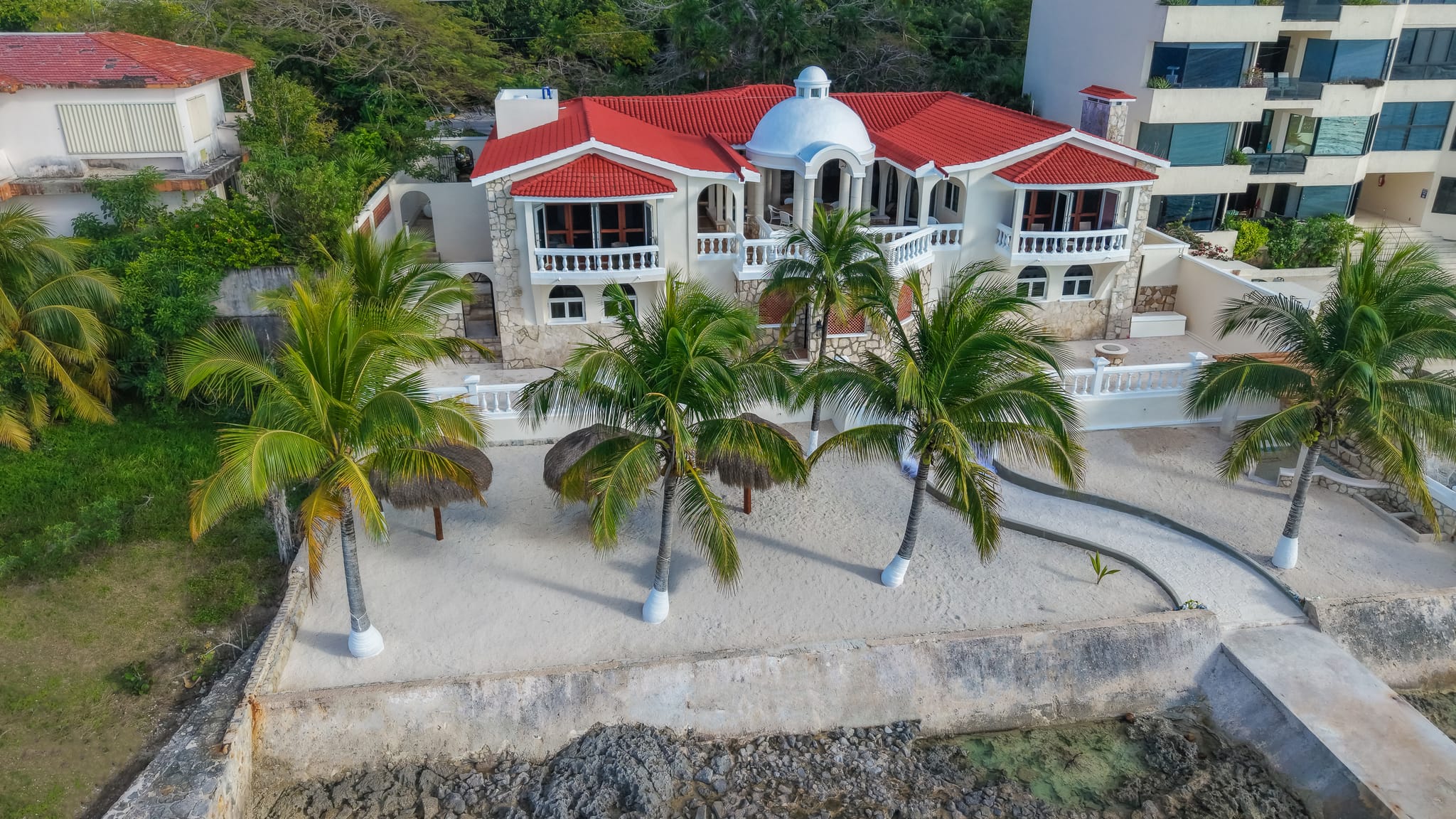 Caballos Del Mar and its beach from the air