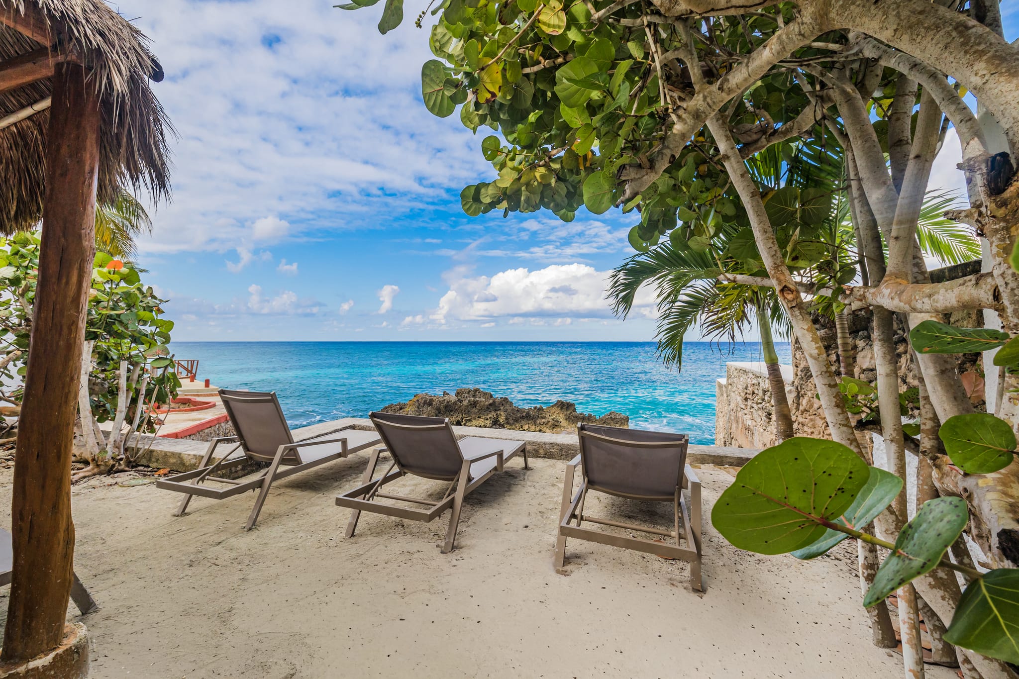 The private coral beach shared by Bungalows and Coral Cove