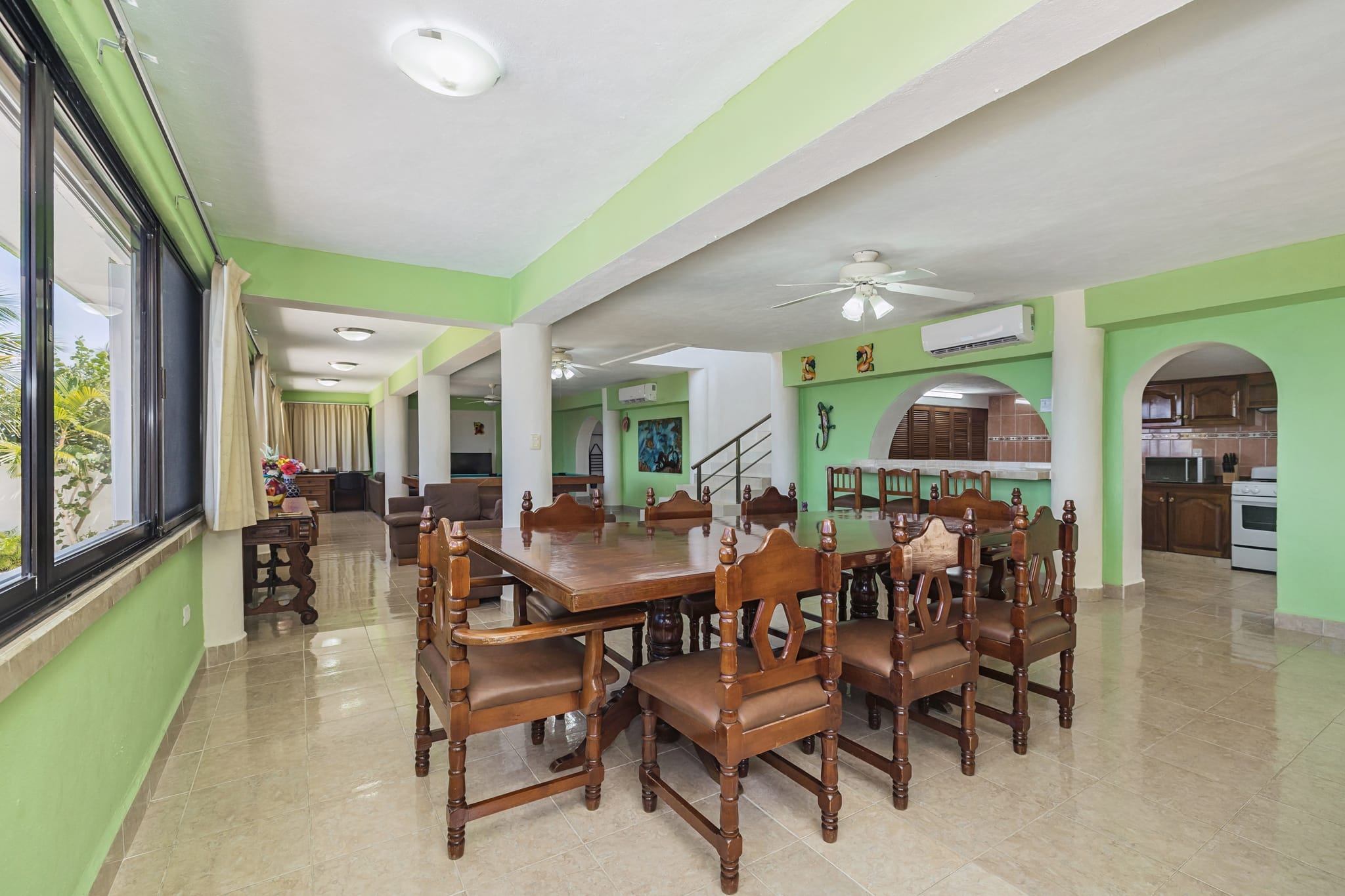 The dining room, seats eight