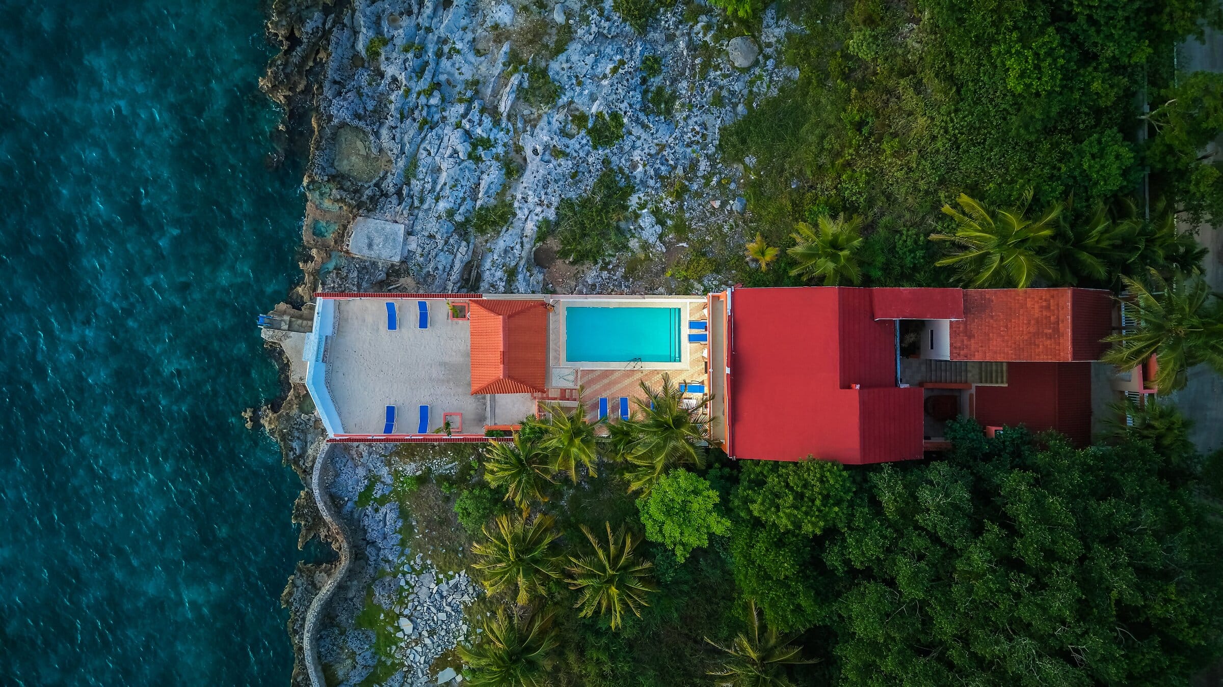 Villa Princesa, pool and terraces from directly above